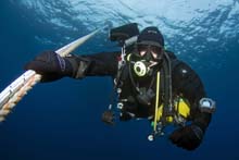 Búvár dekómegálló közben